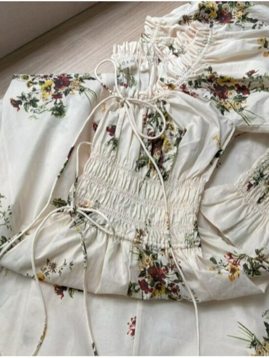 DOEN Kaira shirred floral-print organic cotton-poplin midi dress - Picture 11 of 14